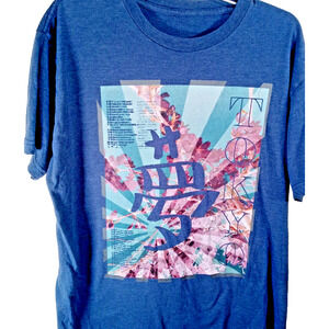 Tokyo T-Shirt X-Large Rising Sun Graphic Japan Blue Anime Design Oriental